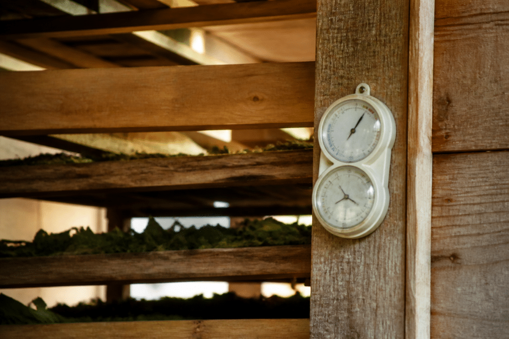 Thermometre et hygrometre indiquant conditions optimales sechage