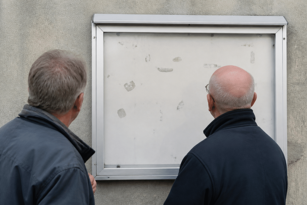 Panneau administratif affichant données municipales Denain