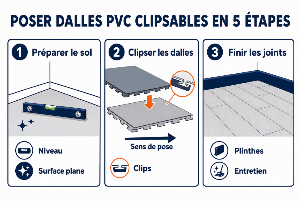 Poser dalles pvc clipsables en 5 étapes