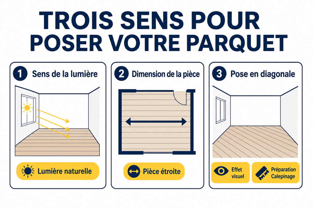 Trois sens pour poser votre parquet