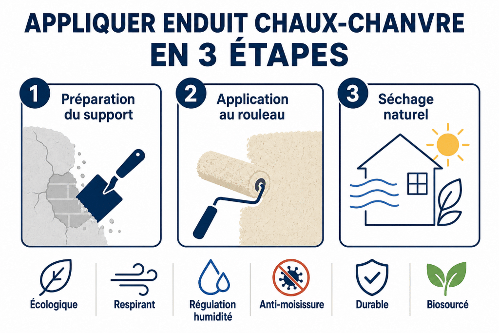 Appliquer enduit chaux-chanvre en 3 étapes