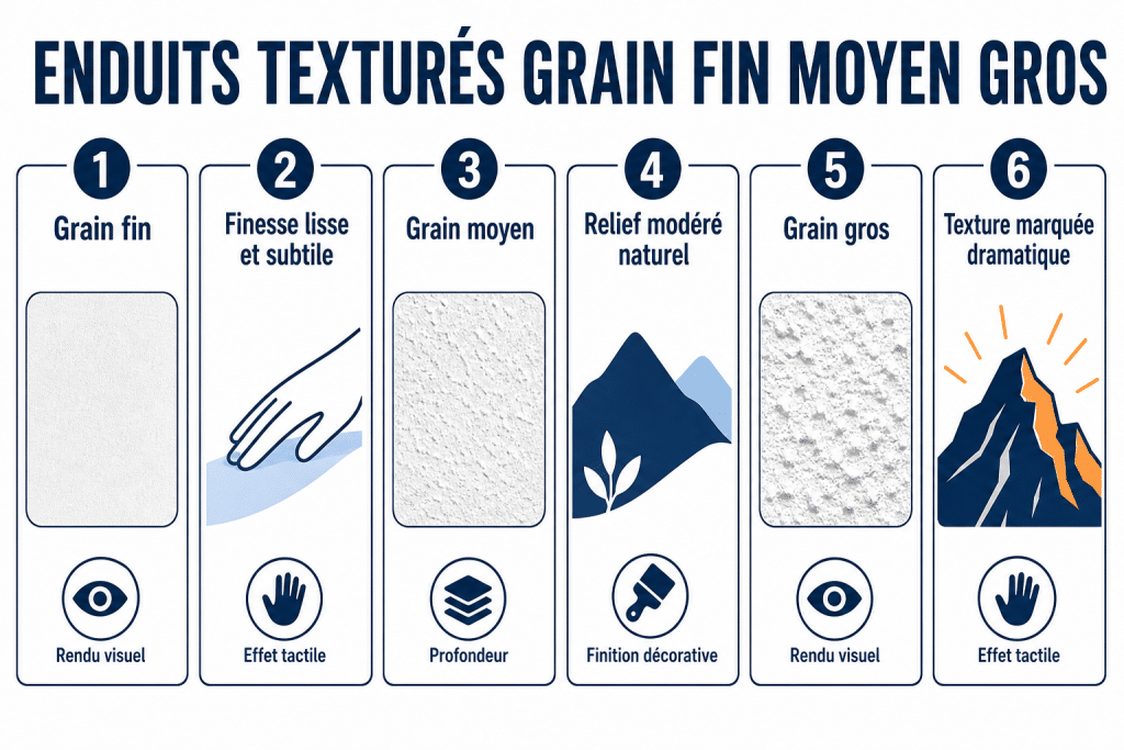 Enduits texturés grain fin moyen gros