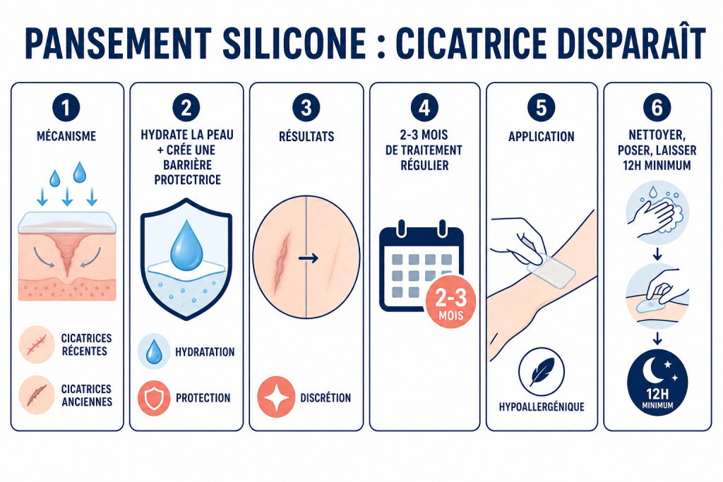 Pansement silicone : cicatrice disparaît