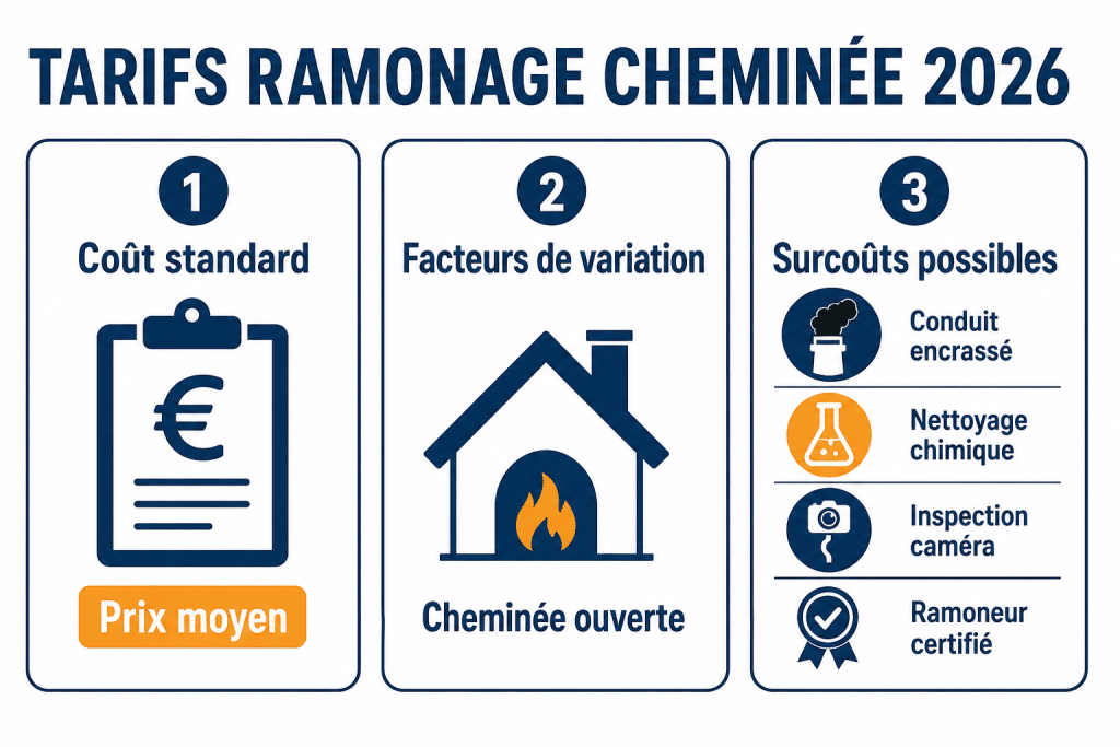 Tarifs ramonage cheminée 2026