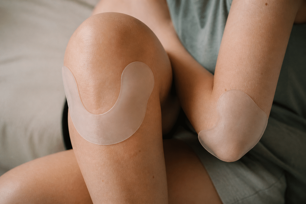 Pansements silicones decoupes adaptes genou coude flexion