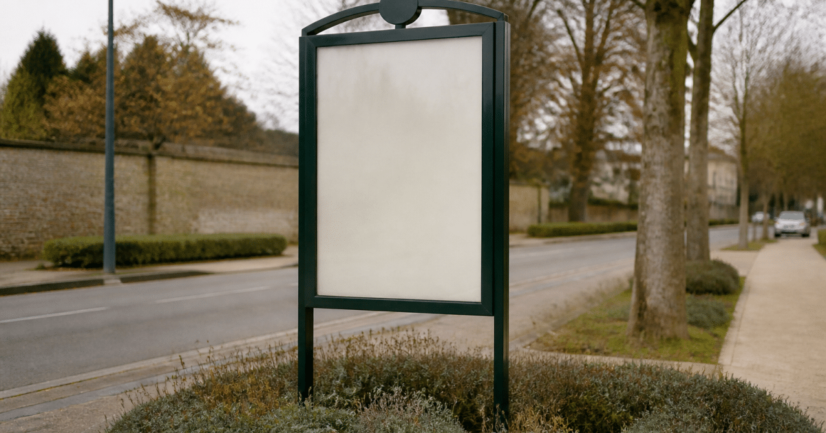 Panneau indicateur affichant chiffre population ville Peronne