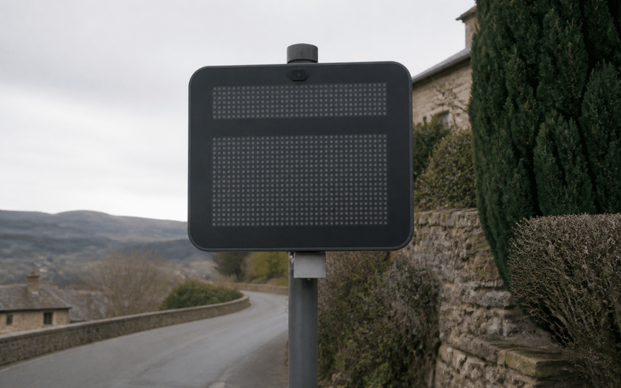 Panneau indicateur affichant chiffres population Saint-Affrique village
