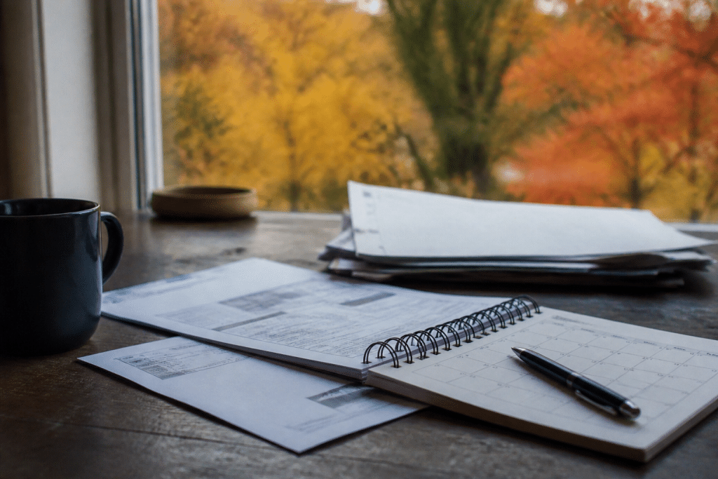 Document fiscal avec calendrier et dates limites paiement automne