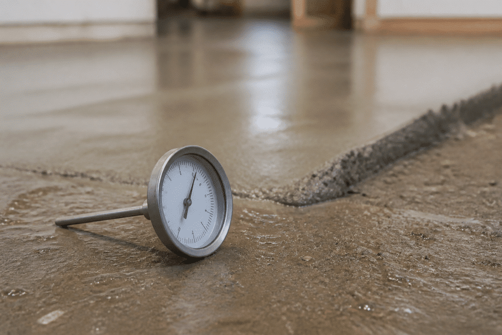 Thermometre indiquant temperature optimale pres chape humide